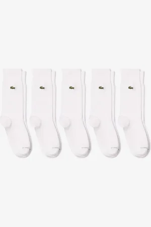 Lacoste Mens 5-Pack High-Cut Organic Cotton Socks - - Size UK 5.5-8