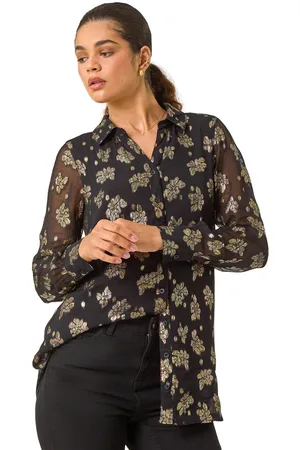 Roman Womens Metallic Floral Print Blouse - - Size 20 UK