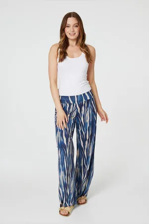 Izabel London Womens Printed Wide Leg Pull On Pants - Size Medium