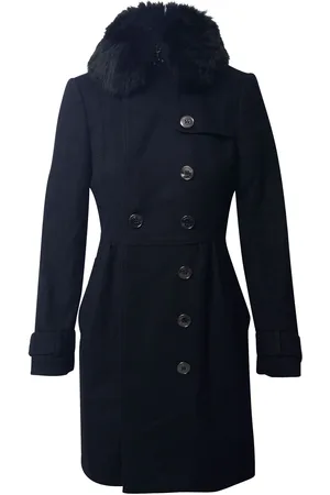 Burberry Pre-owned Womens Coat with Fur Collar Trim in Virgin Wool - Size Small