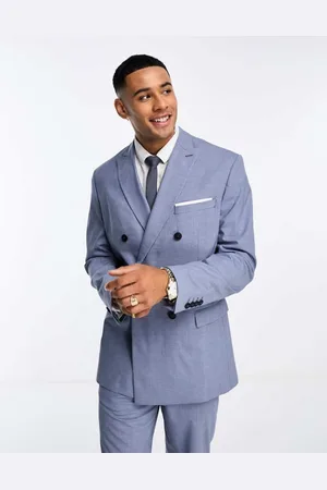SELECTED Mens double breasted suit jacket in blue - - Size EU 52 (Mens)