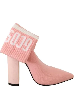 GCDS WoMens Suede Logo Socks Block Heel Ankle Boots Shoes Leather - Size EU 39