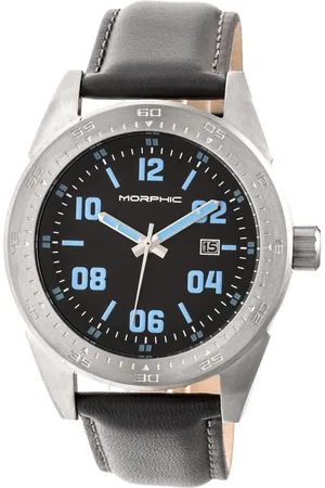 Morphic Mens M63 Series Leather-Band Watch w/Date - Stainless Steel - One Size