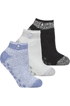 Heat Holders Womens - 3 Pair Multipack Ladies Ankle Slipper Socks with Grippers - Pisa 1 - - Size UK 4-8