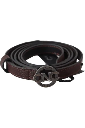 Costume National WoMens Skinny Leather Round Logo Buckle Belt - Size 100 cm