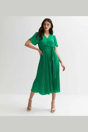 Gini London Womens Angel Sleeves Pleated Midi Wrap Dress - - Size 8 UK