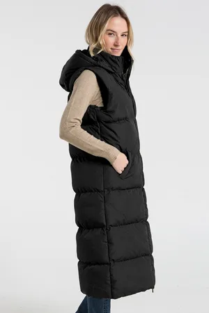 French Connection Womens Longline Quilted Gilet With Hood - Size Small
