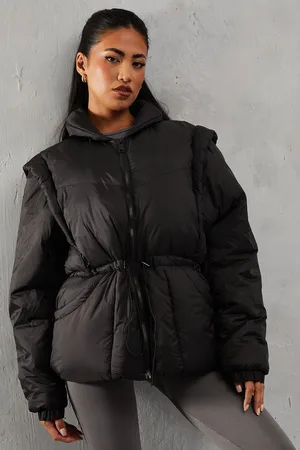 MissPap Womens Detachable Sleeve Two In One Puffer Coat - - Size 10 UK