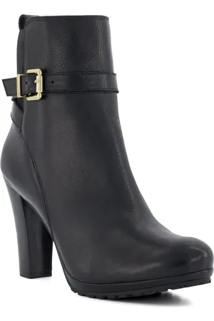 Dune Womens Ladies Orielle - Buckle-Detail Block-Heeled Ankle Boots - Leather (archived) - Size UK 8