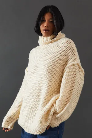 warehouse Womens Exposed Seem Super Chunky Knitted Jumper - - Size Small/Medium