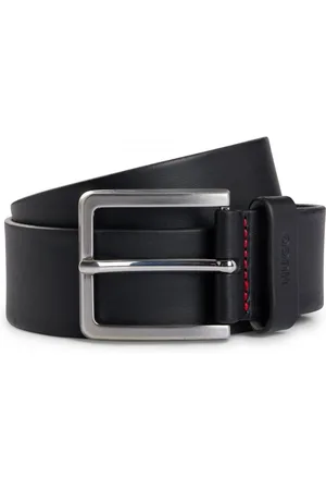 HUGO BOSS Gionios Mens Grainy Embossed-Leather Belt with Brushed Metal Hardware - - Size 36 inches