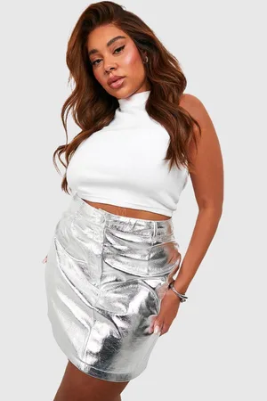 Boohoo Womens Plus Metallic Mini Skirt - - Size 28 UK