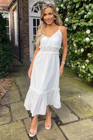 Ax Paris Womens Broderie Frill Hem Midi Dress - Size 14 UK