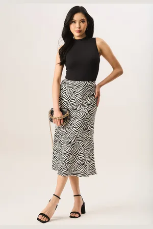 Gini London Womens Zebra Print Satin Bias Midi Skirt - - Size 8 UK
