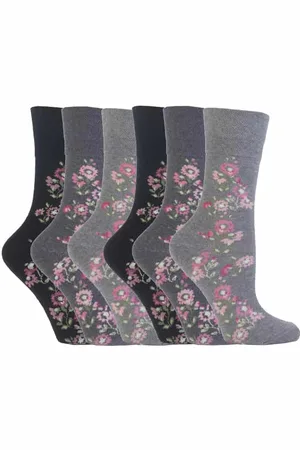 Gentle Grip Womens - 6 Pairs Ladies Non Elastic Socks - GG45 - Cotton - Size UK 4-8