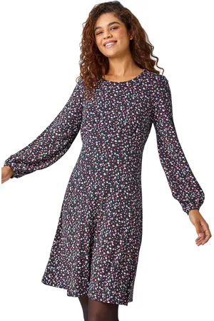 Roman Womens Ditsy Floral Print Stretch Dress - - Size 18 UK