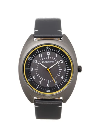 Breed Mens Victor Leather-Band Watch - Stainless Steel - One Size