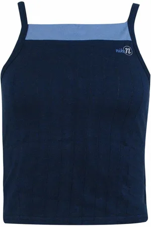 Nike Square Neck Sleeveless Navy Womens Cropped Top 261086 451 Cotton - Size UK 12-14 (Womens)