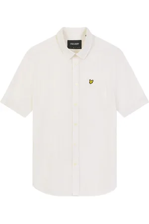 Lyle & Scott Mens Brand Chest Logo Chalk Shirt - Cotton - Size Large