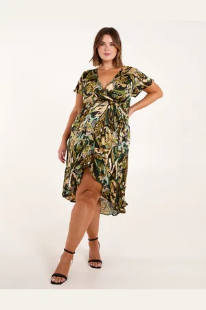 Blue Vanilla Womens Curve Angel Sleeve Wrap Midi Dress - - Size UK 22-24