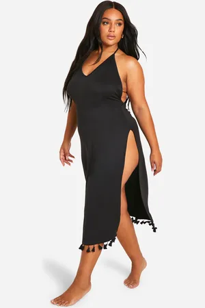 Boohoo Womens Plus Tassel Hem Split Beach Dress - - Size 22 UK