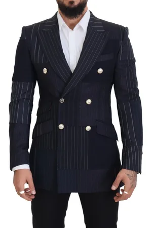 Dolce & Gabbana Mens Wool Patchwork Double Breasted Blazer - - Size IT 48 (Men