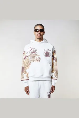Criminal Damage Mens Hoodie With Intricate Embroidery And Print - - Size Large