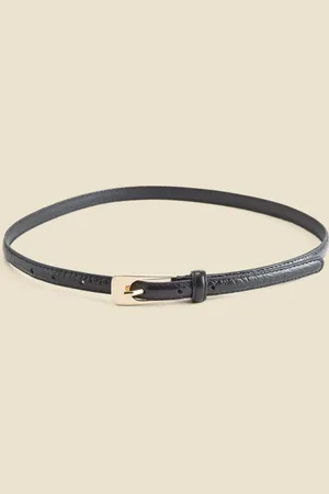 Sosandar Womens Croc Leather Slim Waist Belt - Size Large