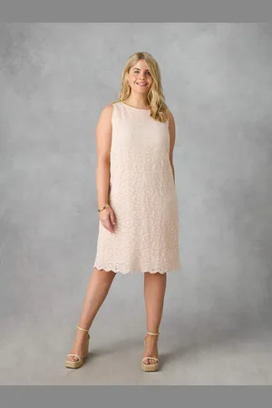 Live Unlimited London Womens Blush Lace Shift Dress - - Size 14 UK