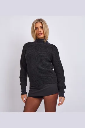 Gini London Womens Crew Neck Rib Knit Oversized Jumper - Size Small/Medium
