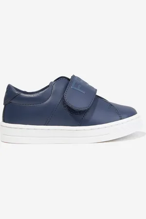 Fendi Kids Unisex Leather Logo Trainers in Navy - - Size UK 3 Infant