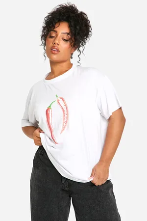 Boohoo Womens Plus Oversized Chilli Graphic T-shirt - Cotton - Size 22 UK