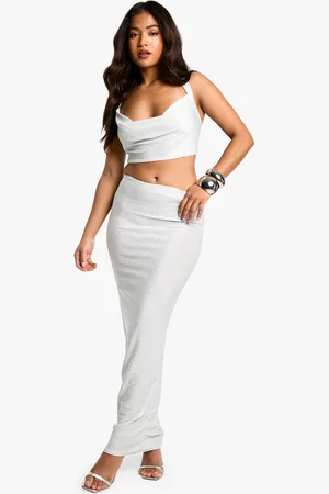 Boohoo Womens Petite Glitter Cowl Neck and Maxi Skirt Co-ord - - Size 10 UK