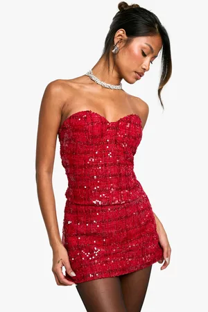 Boohoo Womens Premium Sequin Boucle Corset - - Size 12 UK