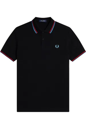 Fred Perry Mens Red and Blue Twin Tipped Collar Polo Shirt Cotton - Size X-Small