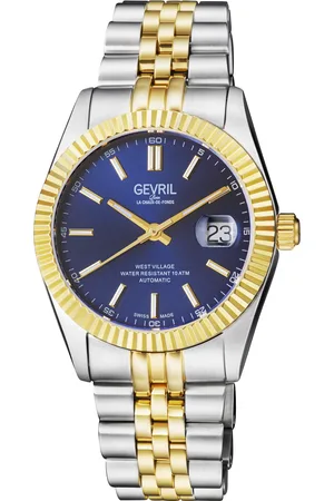 Gevril Mens Automatic West Village Swiss Sellita SW200 Blue Sunray Dial IPYG Stainless Steel Bracelet - - One Size