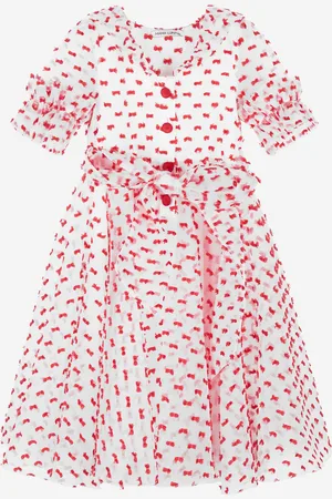 Mama Luma Girls Flared Dot Dress in - Size 3-4Y