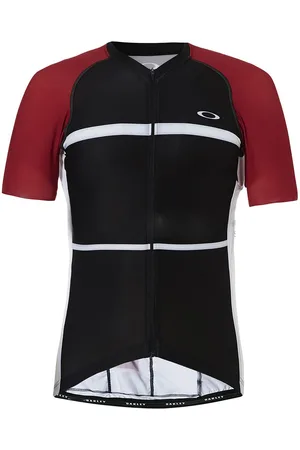 Oakley Short Sleeve Zip Up Black Red Mens Cycling T-Shirt 434144 465 - Size Small