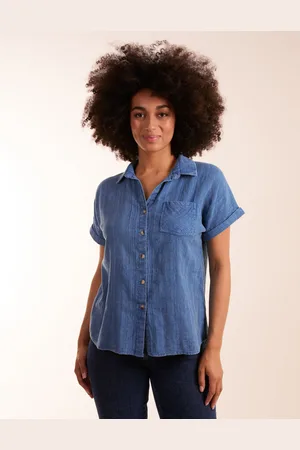 Blue Vanilla Womens Button Front Shirt Denim - Size Large