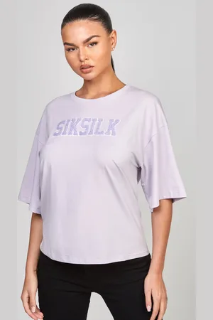 SikSilk Womens Varsity Logo Cropped T-Shirt in Cotton