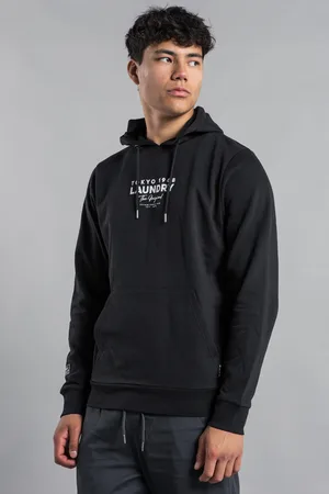 Tokyo Laundry Mens Raised Rubber Print Hoody With Drawcord - Size Large