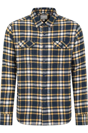 Mountain Warehouse Mens Trace Flannel Long-Sleeved Shirt (Indigo) - Cotton - Size 2XS