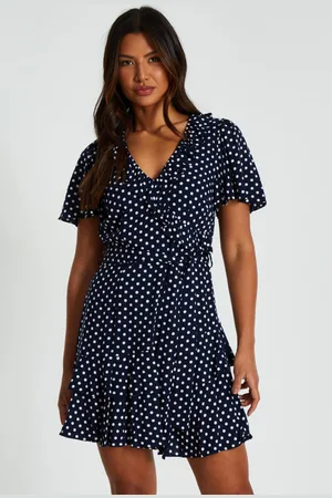 Quiz Womens Polka Dot Print Skater Dress - Size 8 UK