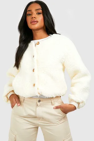 Boohoo Womens Teddy Faux Fur Bomber Jacket - - Size 10 UK