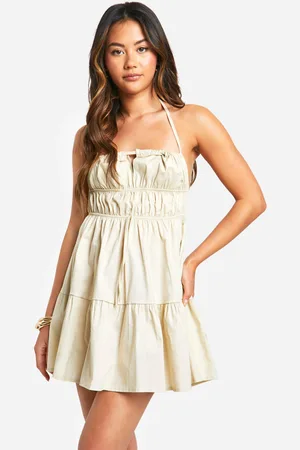 Boohoo Womens Cotton Cross Front Skater Dress - - Size 12 UK