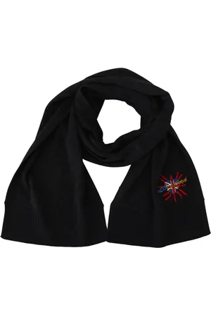 Dolce & Gabbana Womens Brand New Authentic Wool Scarf Wrap with Logo Details - - One Size