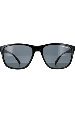Arnette Rectangle Mens Shiny Dark Grey Polarized Sunglasses - One Size