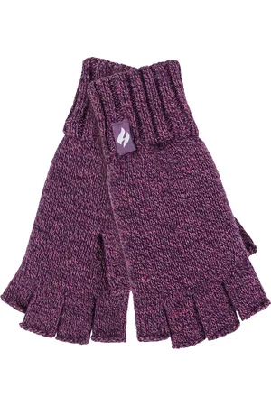 Heat Holders Womens Ladies Solid Knitted Fingerless Gloves