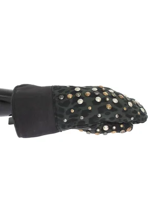 Dolce & Gabbana Mens Wool Shearling Studded Leopard Gloves - - Size 9 (Gloves)