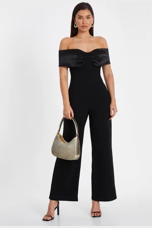 Quiz Womens Bardot Satin Detail Jumpsuit - Size 14 UK
